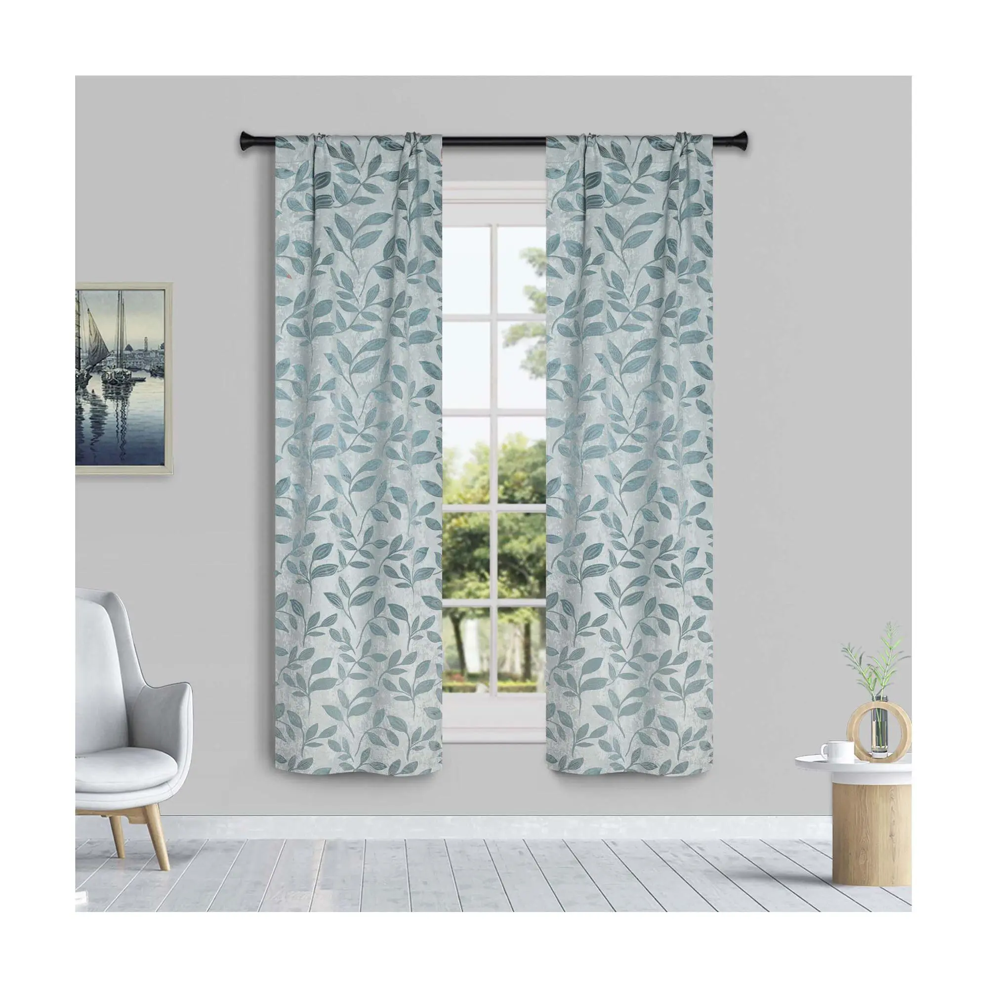 Superior Leaves Room Darkening Curtains Set, 36x63