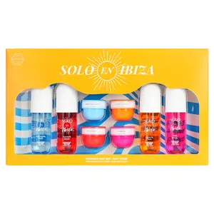 SOLO EN IBIZA Premium Hydrating Fragrance Gift Set - 4 x 3.4 FL OZ (100 ml) Body Mists, 4 x 1.02 OZ (30 g) Body Creams, Long-Lasting Floral Amber Fragrance Blend Gift Box