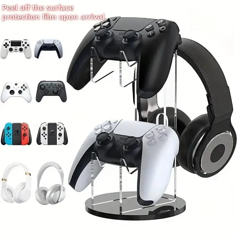 2026 New Ps4/ps5 Controller & Headset Headphone Stand, Wall-Mounted Game Accessory Organizer, Durable Design, Console Peripherals Storage Solution，Storage rack