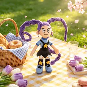 2026 Lily Purple Long Braids Girl Plush Poppy Playtime Soft Stuffed Doll Cute Kawaii Plush Toy Birthday Gift for Kids Girls Holiday Gift Back To School Gift Cozy Room Decor Collectible Plushie Cute Anime Doll