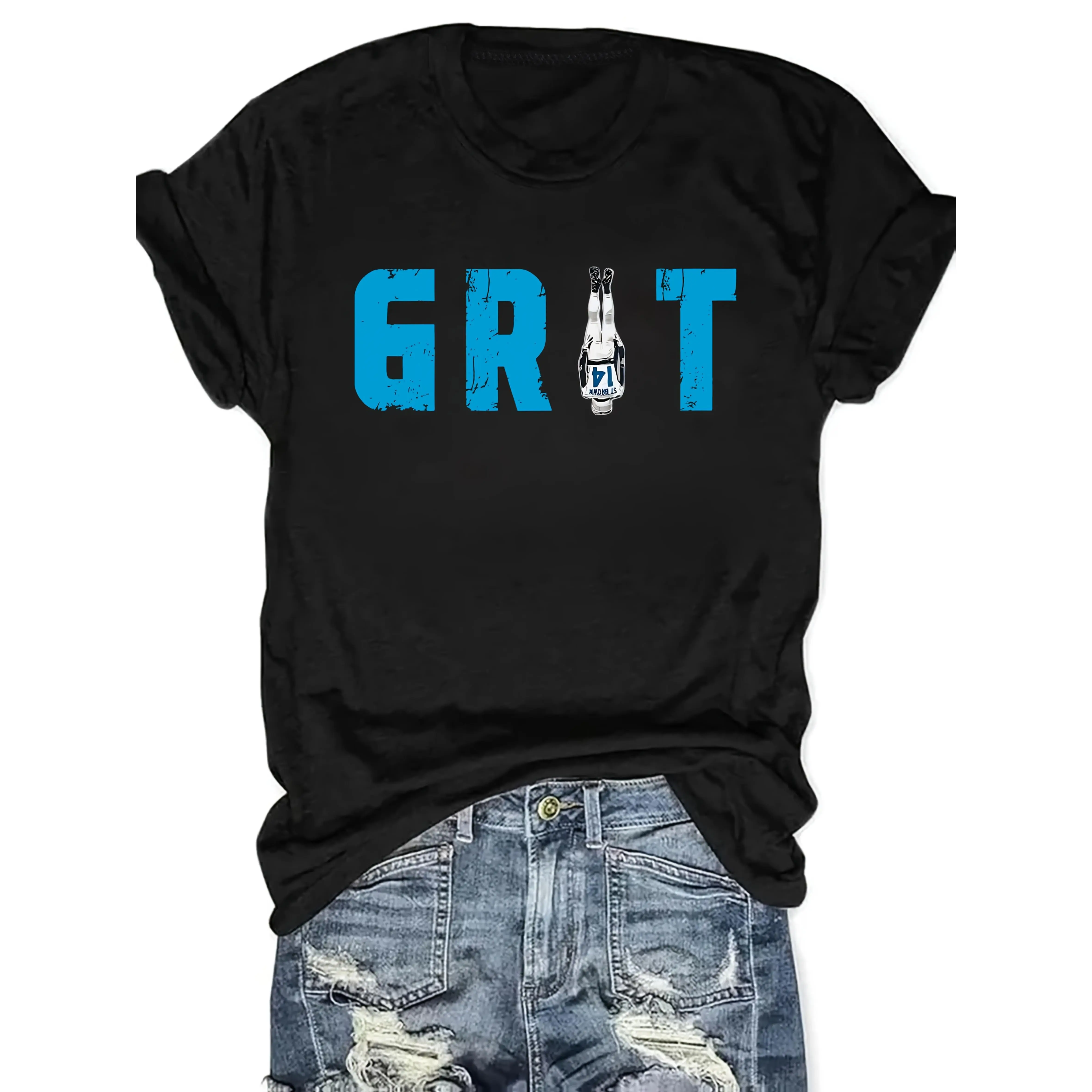 Detroit Football Team Printed Women'S Summer Dress Combination Round Neck T-Shirt