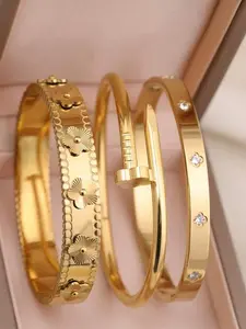 Flower Design Bangle Bracelet, Trendy Bangles, Fashionable Jewelry for Women & Girls, Trendy All-match & Exquisite Jewelry for Birthday Gift