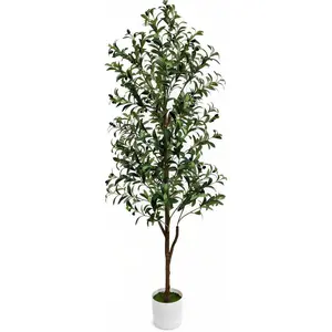 Artificial Indoor 6FT Faux Olive Tree with Pot,Artificial Olive Tree Plant with Realistic Trunk, Branches, Leaves and Fruits,Fake Tree Plant for Home Office Decor