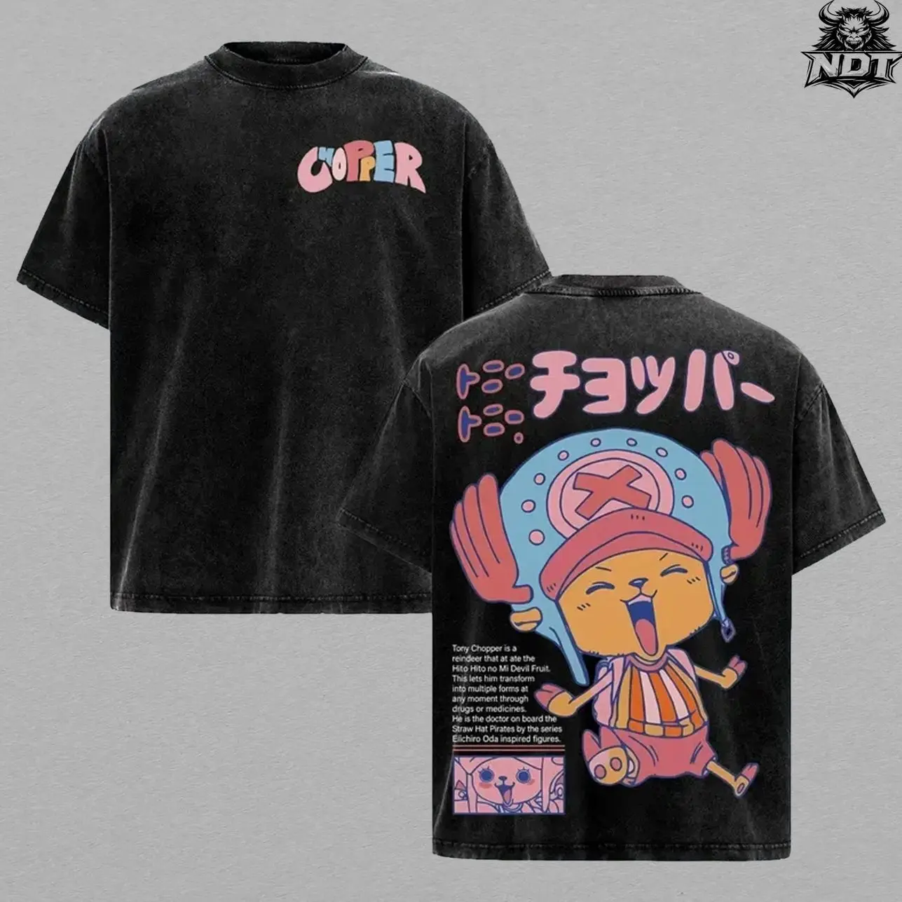 Limited Tony Tony Chopper Vintage Washed Double Print Tee – One Piece Straw Hat Doctor Anime Graphic T-Shirt, Oversized Heavyweight Cotton 90s Y2K Streetwear Unisex Gift Shirt Summer Outfit LJT MG8