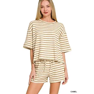 Striped short sleeve tee & shorts set