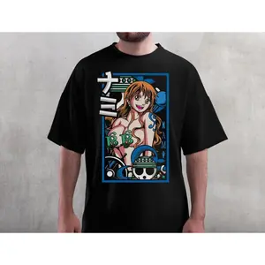 One Piece Anime Nami Unisex Garment-Dyed Heavyweight T-Shirt | DTF Print | Gift for Anime Lovers, One Piece Enthusiasts, and Nami Admirers KU