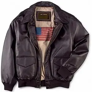 A2 Aviator USA Pilot Flying Bomber Leather Jacket for Men – Classic Coat with Cotton Lining, Polyester Fill, Sleeves, and Pockets