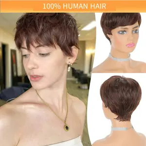 #Easter wig #Gift #Spring wig Short Straight Hair Xiyin Store Real Human Hair Machine-made Wig Pixie Cut wear and go wigs party hairstyle idea everyday fashion dress-up accessory density lace frontal wig beauty queen hair school hair accessory Gift gradi