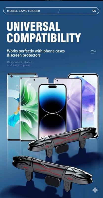 Mobile Gaming Triggers, 4-Finger Integrated Controller with Mechanical Tactile Clicking, Auto High-Sensitivity Capacitive Mapping Gaming Grip for iPhone & Android PUBG/Call of Duty/Valorant