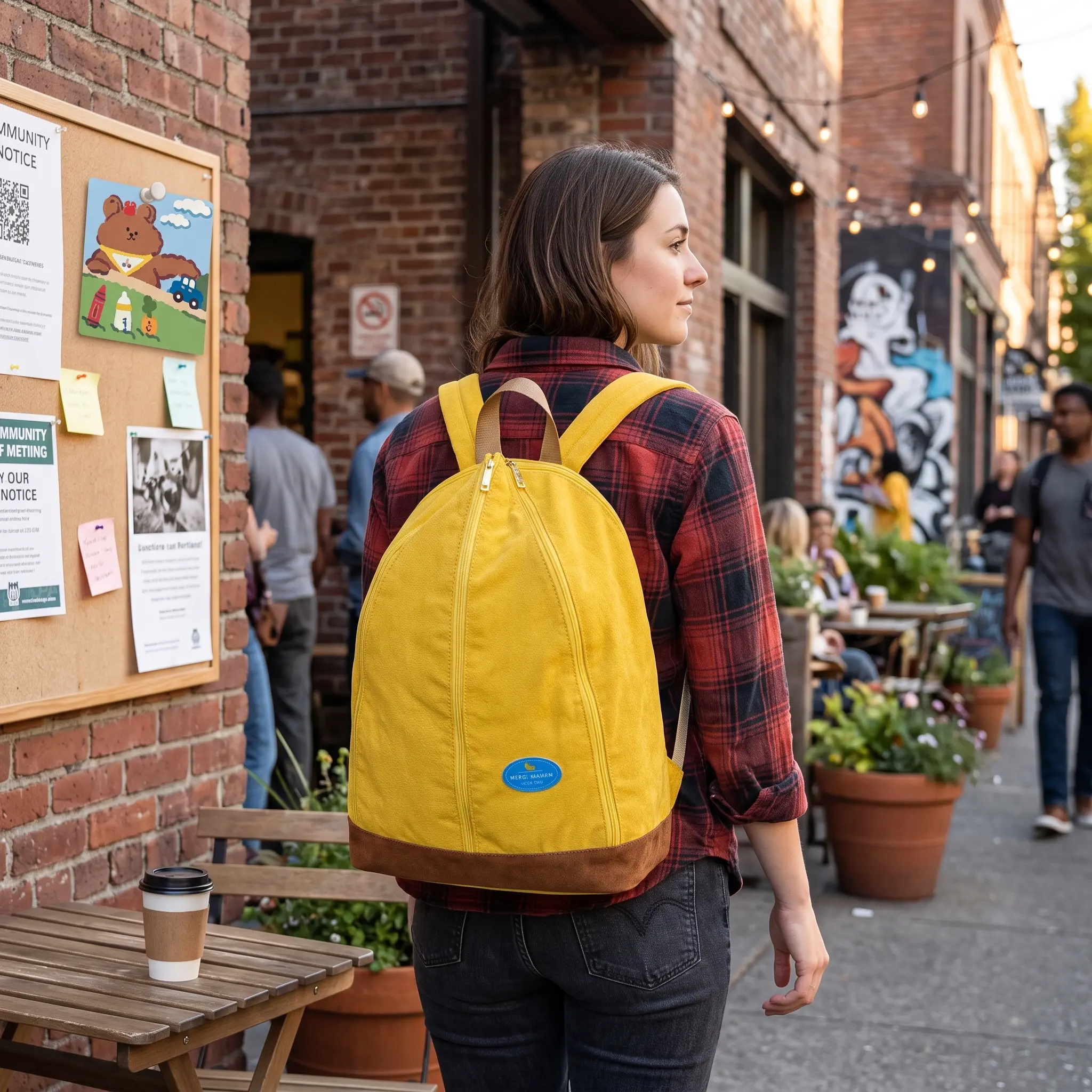 Trendy Mustard Corduroy Shell Backpack for School Unique Drawstring Bucket Bag for Students Commute Casual Outfit Lightweight Casual Daypack Backpack Bags