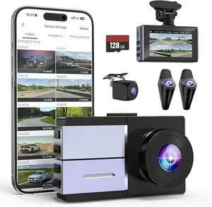 Sprleaf 4-Channel Dash Cam with Front and Rear Cameras, 360° Dashcam,128GB Card Included, 5G Wi-Fi and App Control, Night Vision, WDR, 24-Hour Parking Mode, Collision Detection