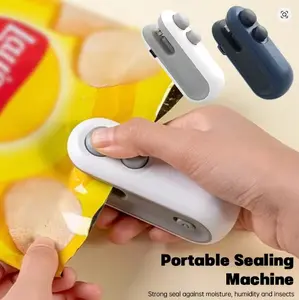 Portable Mini Heat Bag Sealing Machine Package Sealer Bags For Snacks Plastic Bag Heat Sealer Clip USB Rechargable Sealer.