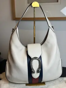 Pre-owned GUCCI Leather Shoulder Bags Ivory Dionysus Ophidia Web Hobo Bag