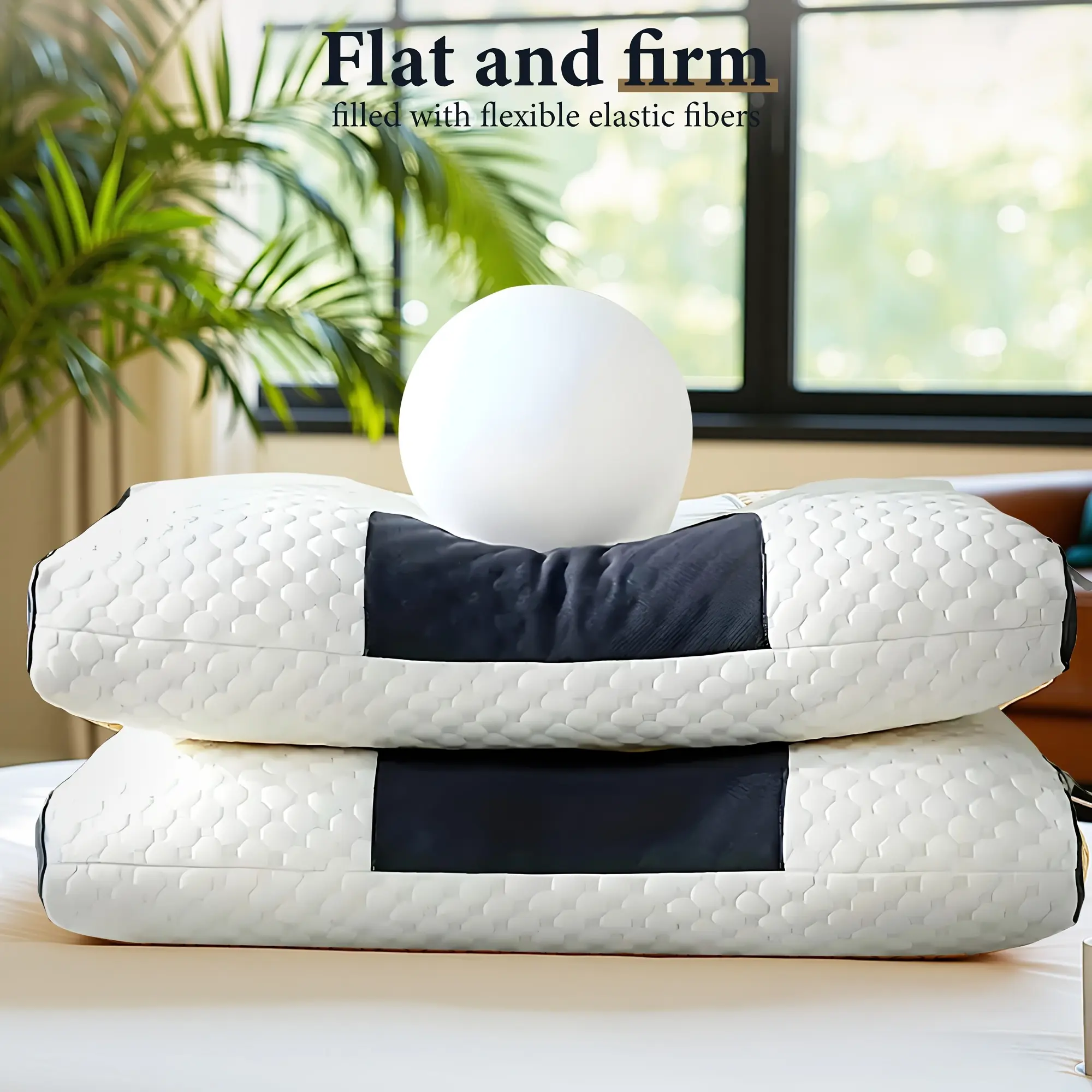 2PCS Ergonomic Contour Neck Support Pillows, Adjustable Massage Cervical Pillow Set with Removable Breathable Cover for Side, Back & Stomach Sleepers