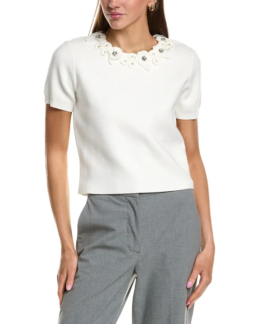 Endless Rose Floral Detail Short Sleeve Sweater