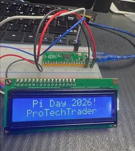 Pi Day Scrolling Digits of Pi Desktop Decoration Sign DIY STEM Project With Raspberry Pi Pico LCD Display 1602