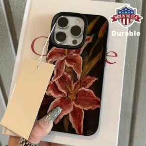 Oil Painting of Pink Lilies Suitable for TPU Patterns for Iphone 16 Pro Max Phone Cases, Compatible with Iphone 16 Pro Max/14/16 Plus/15/13 Pro/12/11, Durable And Drop-Resistant Protective Covers with High Aesthetic Protection Protector Shockproof Casing