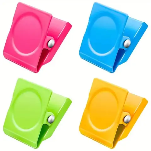 Magnetic Clip, 4 Counts Magnetic Clip for Whiteboard, Magnetic Clip for Photo, Magnetic Clip for Office, Home, School, Office Accessories, Multifunctional Stationery Supplies, Magnetic Fixation, Non Adhesive