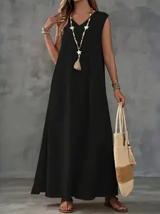 Targeted Key Monitoring Support Sleeveless Long Dress