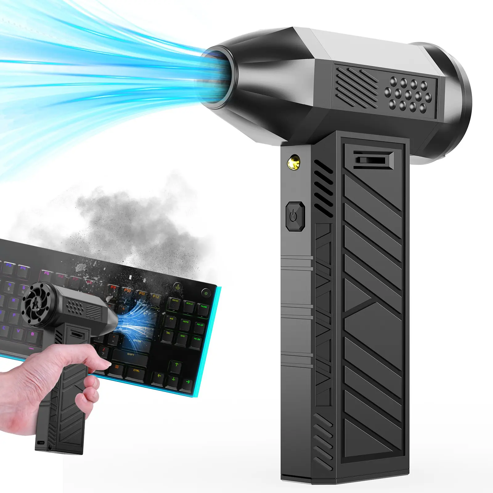 Compressed Air Duster, 150000RPM Super Power Electric Air Duster, Stepless Speed Regulation, Portable Dust Blower, High Speed Blower for Computer, Keyboard, House, Outdoor and Car, Cordless Blower