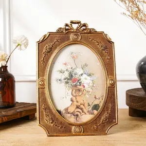 Vintage Photo Frame, Exquisite Resin Photo Frame, Classic Rectangle Frame, Desktop Decorative Photo Frame for Home Office Dormitory School