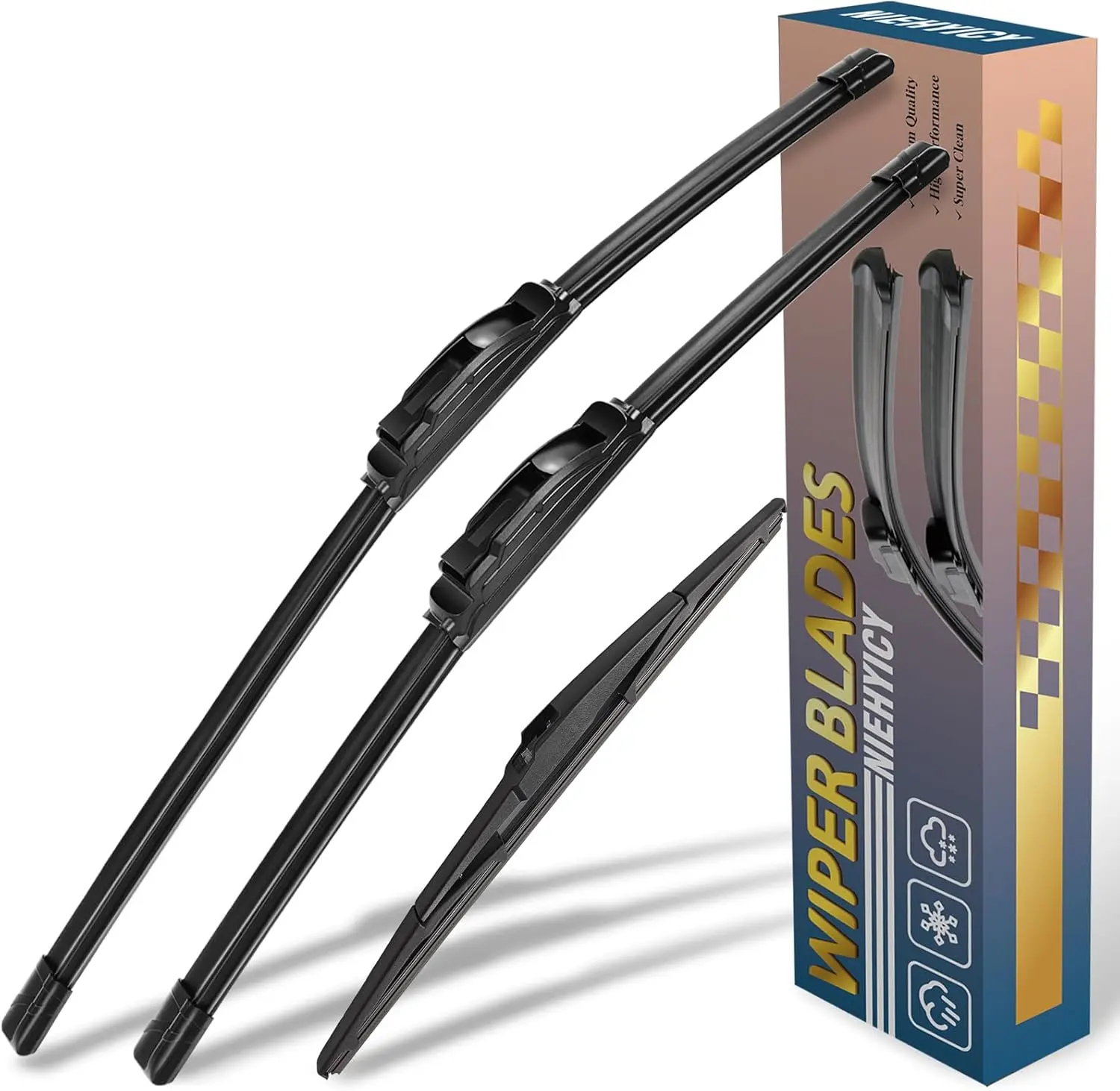 3Pcs U/J Hook All Seasons Windshield Wiper Blades - Cold-Proof, UV-Resistant, Plug-and-Play OE Replacement for Toyota Prius V 2012-2017, Multi-Size Set (26"/19"/11" or 22"/21"/11") Front & Rear Auto Wiper Blades