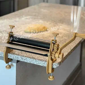 Dough Sheeter Rollers 12” Non-Stick Machine - Handmade, Metal Tray, Adjustable Rollers for Pizza Dough, Puff Pastry, and More - Wooden, Utensils