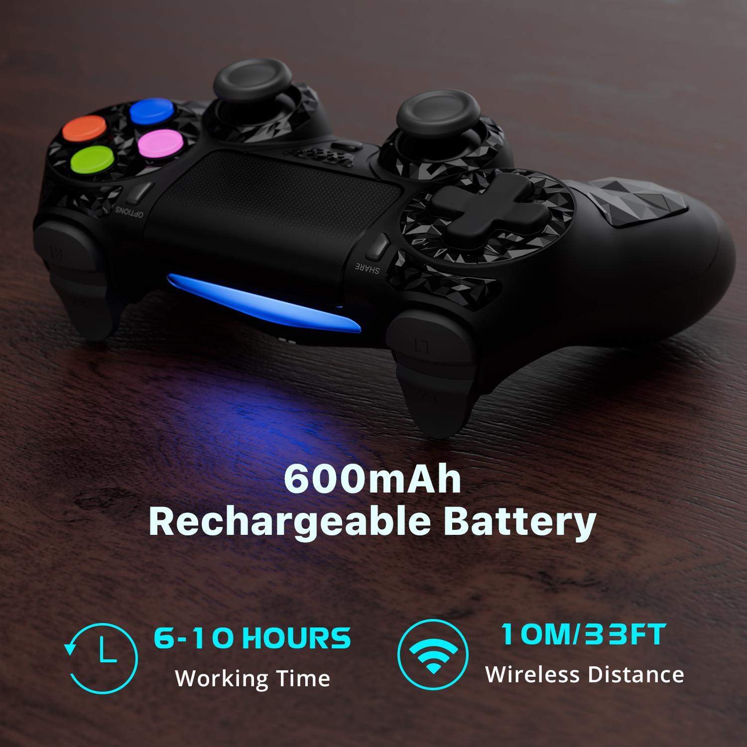 2 Pack ISHAKO Wireless Game Controller for PS4/PS3/PC/iOS/Android, With Double Vibration, Six Axis gyro, Touchpad, Built in speaker, Gamepad For PS4, PS413 Set