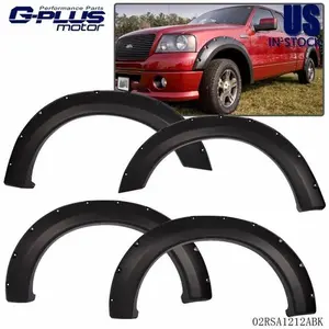 Fit For 2004-08 F150 Styleside Offroad Black Pocket Rivet Bolt On Fender Flares