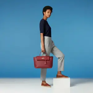 Pebbled Leather Handbag with Turn-Lock Closure