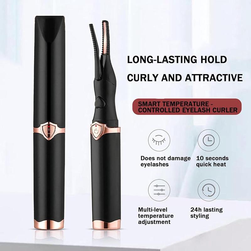 Heated Eyelash Curler, Electric Eyelash Curler Rechargeable, Portable Eyelash Curler, Mini USB Eye Lash, Quick Curling Long-Lasting, ABS Makeup Tools Gift for Women Girls