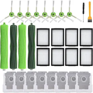 for   E & I & J Series e5 e6 e7, i8 i8+ i7 i7+ i6 i6+ i4 i4+ i3 i3+ i1 i1+ i2, j7 j7+ Robot Vacuum Cleaner, 2 Set Roller Brush 8 Filters 8 Side Brushes 8 Vacuum Bags