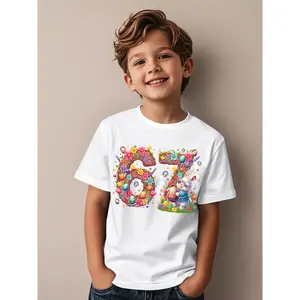 1pc of Happy Easter Day 67 Bunny Six Seven 6 7 Easter Day3 T-Shirt, Kids Short Sleeve, Casual Crew Neck, Ideal for Outdoor Activities & Everyday Wear