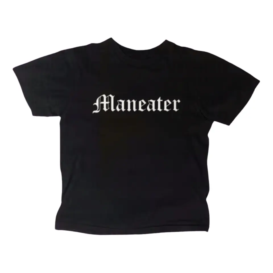 Letter Maneater Graphics Y2k Style 90s Vintage Fairycore Goth Baby Tee Woman Aesthetic Kawaii Baby Tee
