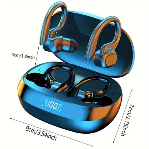 True Wireless Earbuds, TWS Earphones with Microphone, Sports Ear-Hook Headphones, Stereo In-Ear Earphones with LED Display