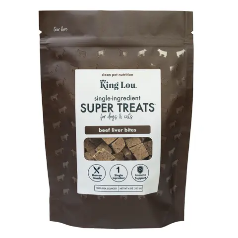 King Lou Pets Beef Liver Bites Dog Treats – Nature’s Multivitamin | Taurine-Rich | 100% USA Sourced, All Natural, Minimally Processed Pet Products