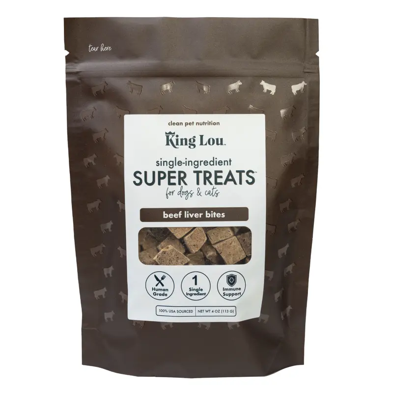 King Lou Pets Beef Liver Bites Dog Treats – Nature’s Multivitamin | Taurine-Rich | 100% USA Sourced, All Natural, Minimally Processed Pet Products