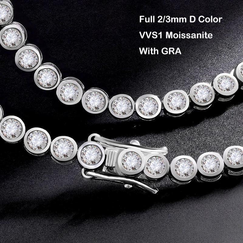 EWYA Sparkling 0.1ct 3mm Moissanite Tennis Bracelet with GRA for Women Party Fine Jewelry S925 Sterling Silver Diamond Bracelets