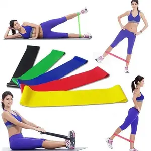 Yoga Fitness Rally Latex Resistance Bands Set of 5 in Black Red Yellow Green Blue for Multi-Purpose Training & Health Massage