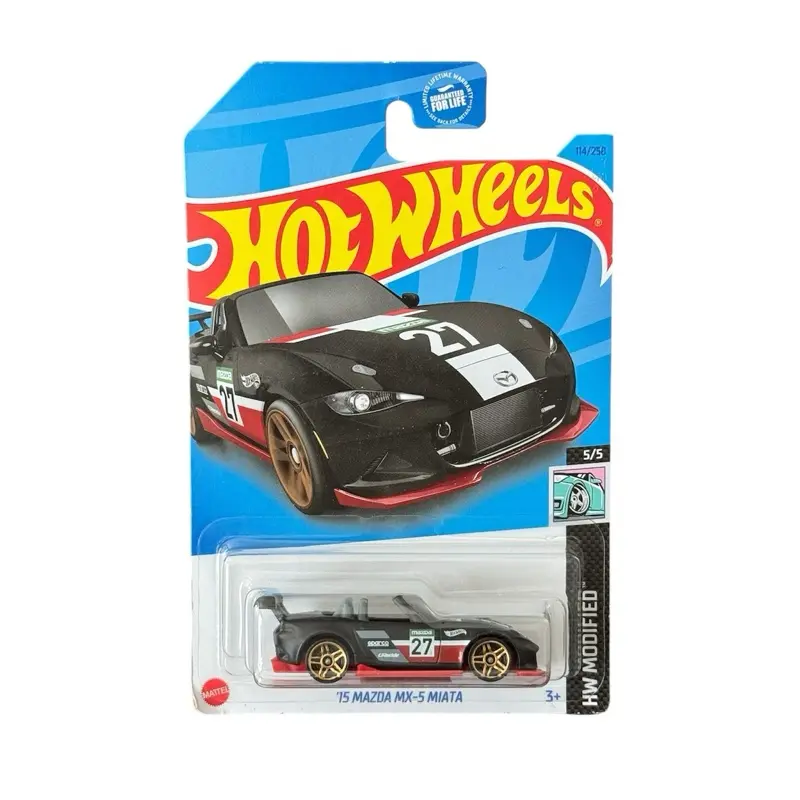 Hot Wheels ‘15 Mazda MX-5 Miata Black 1:64 Scale Miniature Sports Car, Original Diecast Toy for Collectibles