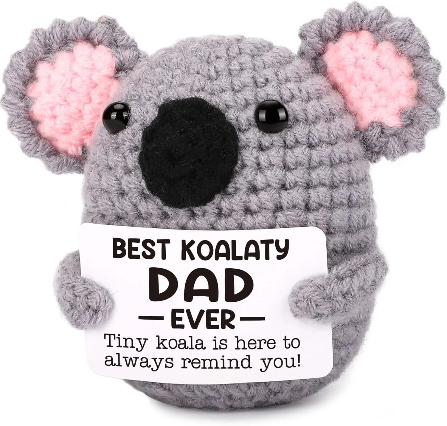 Funny Crochet Koala Dad Gifts from Daughter Son Wife, Fathers Day Birthday Gift for Dad, I Love You Daddy New Father Bonus Stepdad Present, Small Cute Handmade Emotional Positive Support Desk Decor