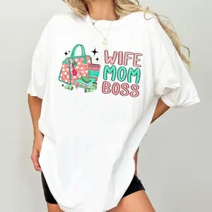 Trendy Wife Mom Boss Mother'S Day White T-Shirt, Dalmatian Dot Mom T-Shirt, Wife Shirt, Boss T-Shirt, Happy Mother'S Day Shirt
