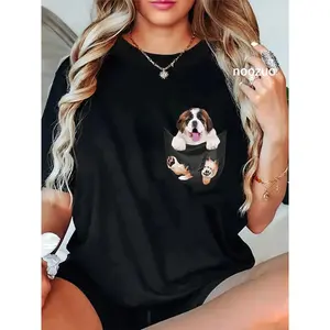 GGOR 100% Cotton Unisex Funny Saint Bernard in Your Pocket for St. Bernard Lovers T-Shirt