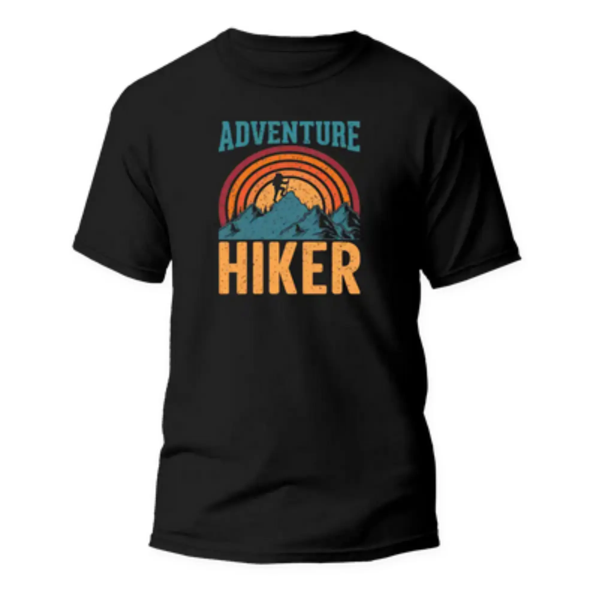 Men's Round Neck Short-Sleeve Casual Graphic Art T-Shirt - Vintage Mountain Hiking Apparel, Outdoor Camping Gift for Nature Lovers, Retro Unisex Adventure Tops