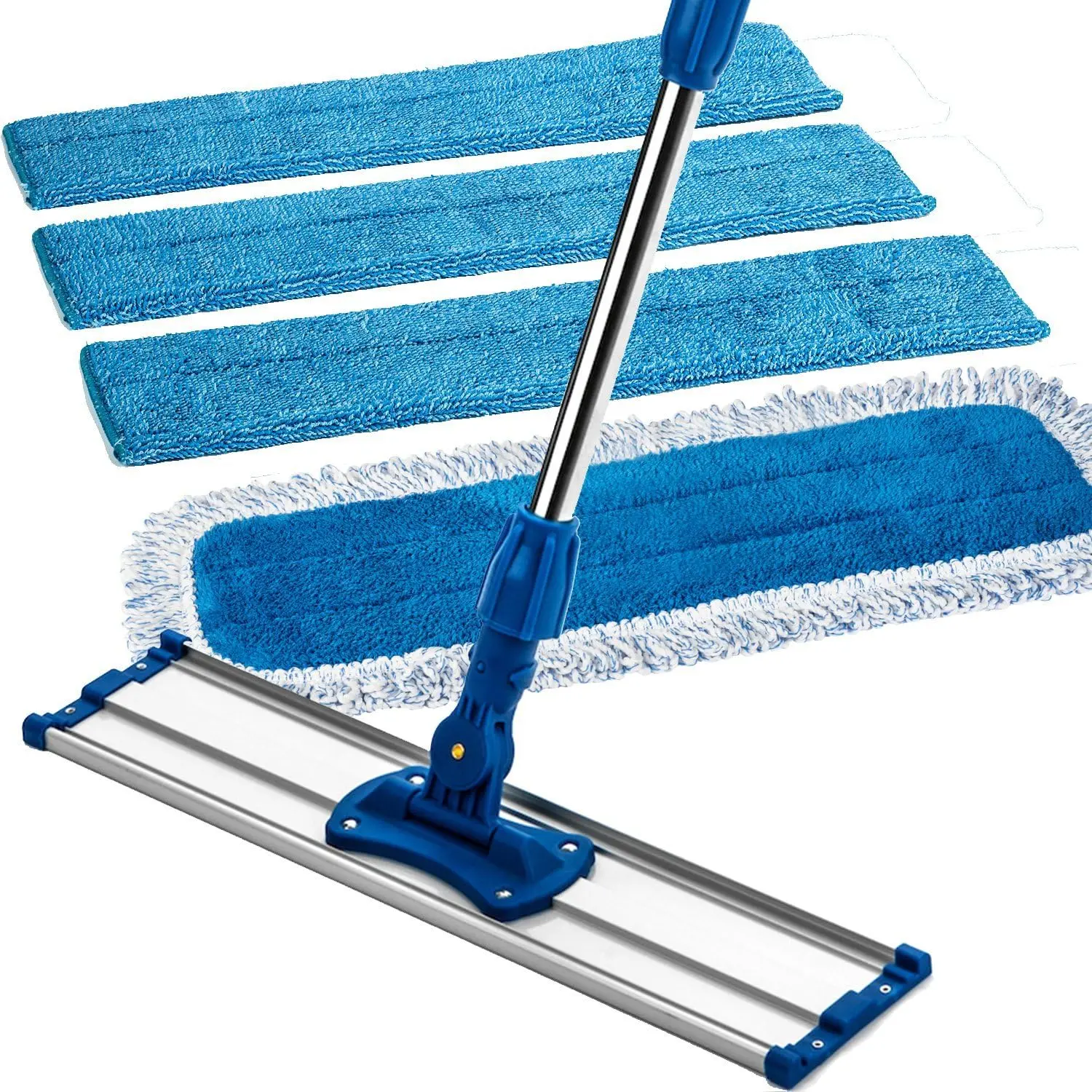 18" Professional Microfiber Mop - Commercial Stainless Steel Handle with Microfiber Dust Pad + 3 Wet Pads