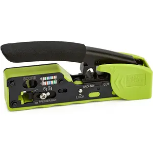 Crimp Tool for Pass Through RJ45 -in- Ethernet Tool: Crimp, Cut, Score - Works with Cat5e, Cat6, Cat6A Shielded and Unshielded Connectors