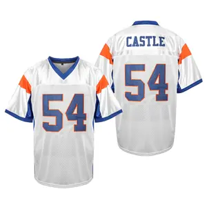 Blue Mountain State 54 Thad Castle ,Alex Moran Football Jersey Short Sleeve 95% Polyester Sports Top for Teams & School Uniforms