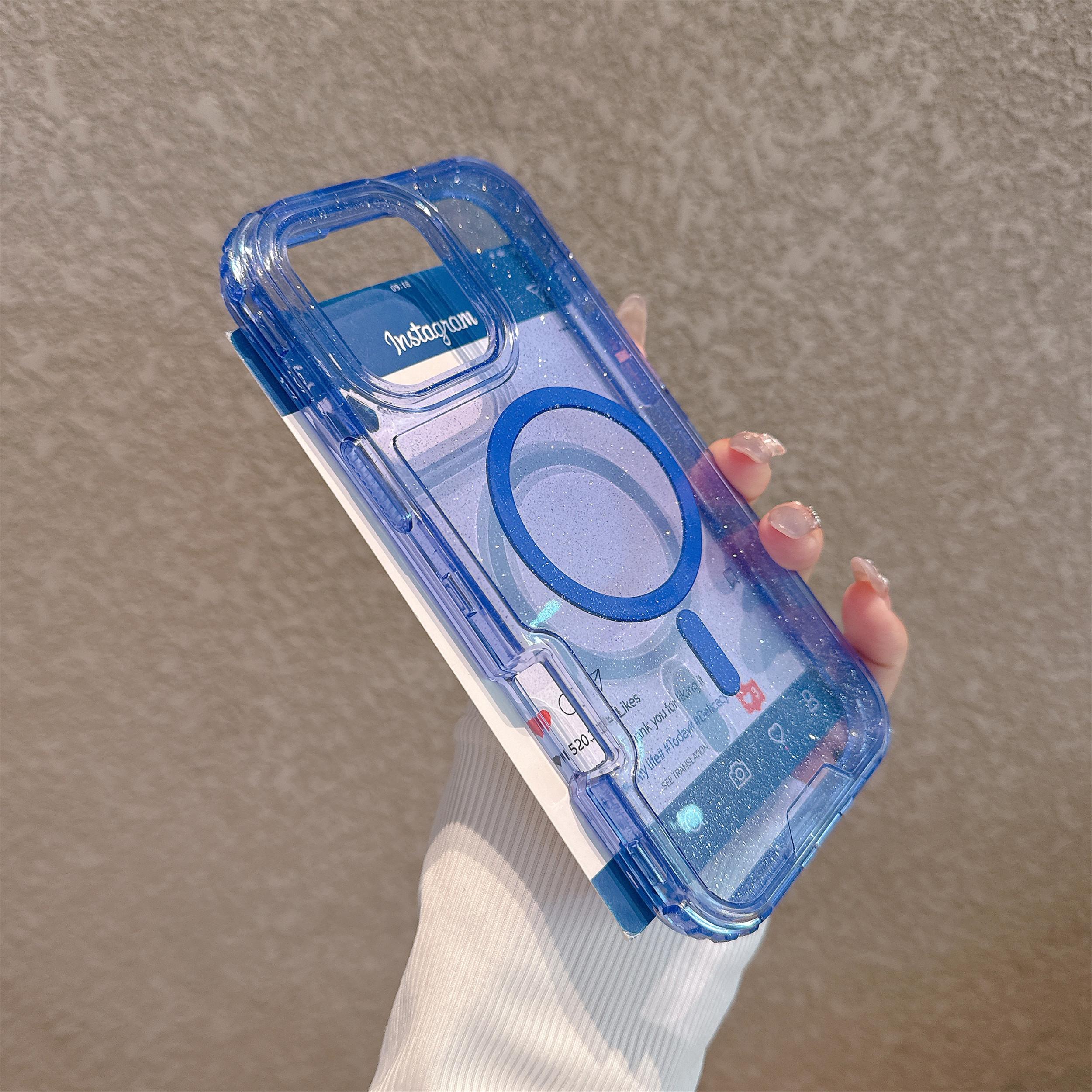 Transparent Phone Case for iPhone 17 16 15 14 13 12 Pro Max Plus Anti-Drop Glitter MagSafe Shockproof Protective Cellphone Cover Protection Casing Transparent Phone Case for iPhone 17 16 15 14 13 12 Pro Max Plus Anti-Drop Glitter MagSafe Shockproof Protective Cellphone Cover Protection Casing