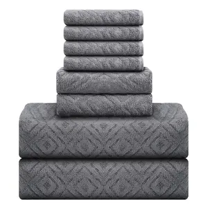 Soft 8-Pack Microfiber Bath Towel Set Grey, 2 Oversized Bath Sheets, 2 hand towels, 4 washcloths, Highly Absorbent Durable for Bathroom, Anniversary Gift, Family, Gym, Pool