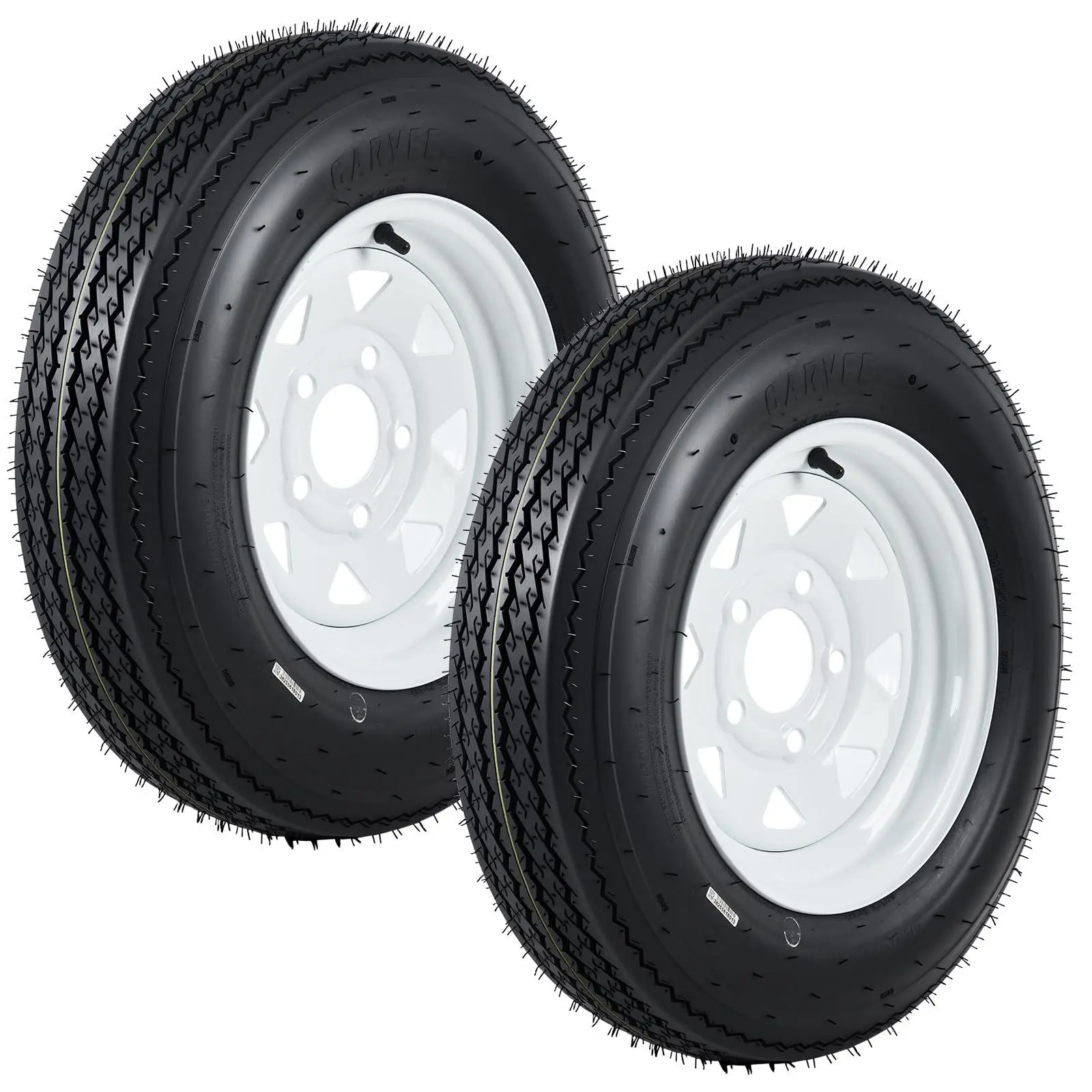 GARVEE 5.30-12 530-12 530X12 Trailer Tire and Wheel Assembly, Heavy-Duty Load Range C 6PR, 5 Lug White Spoke Wheel, 12 Inch Tires for Utility/Boat/Camper Trailers, Set of 2